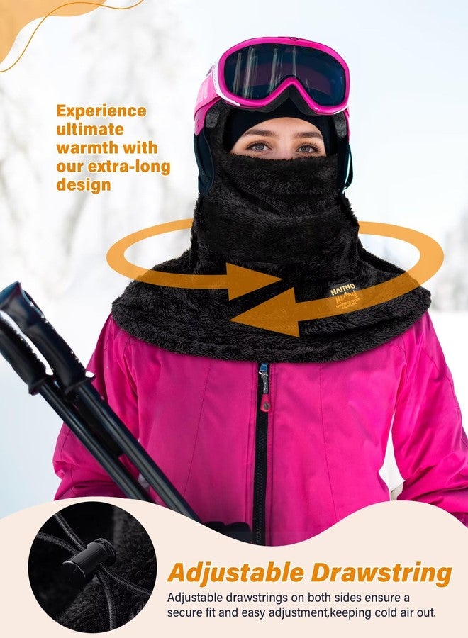 HAITHO Ski Mask Balaclava for Women Men, Winter Full Face Mask Hooded Scarf for Cold Weather, Thermal Fleece Head Cover Neck Warmer for Motorcycle Skiing Snowboarding Black - Image 3